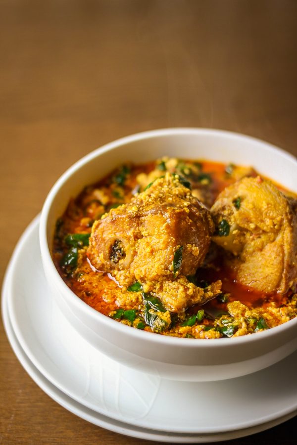nigerian egusi soup made with smoked turkey